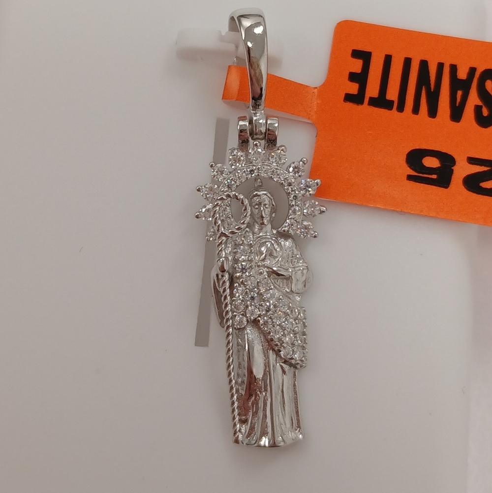 St Jude Silver Moissanite Pendant .75 Ct 925 Silver $240 Retail